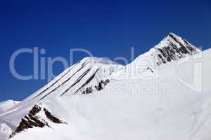 off-piste slope and blue clear sky in nice day