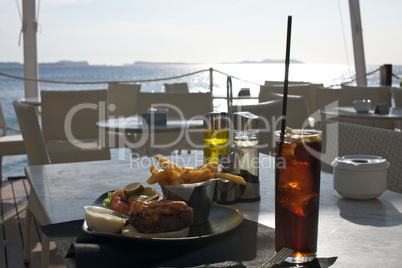 Burger, fries and cola