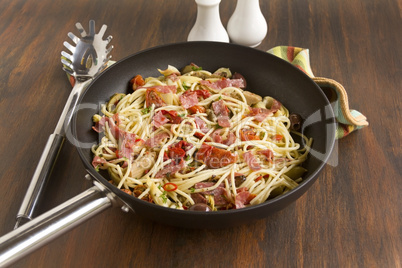 Mediterranean Salami Spaghetti