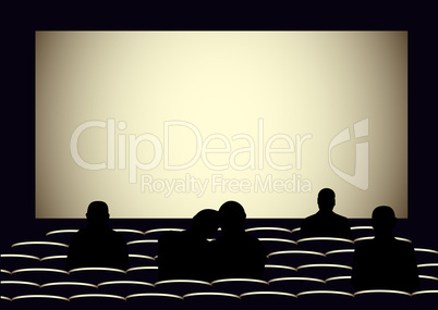 Cinema with silhouettes of people