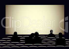 Cinema with silhouettes of people