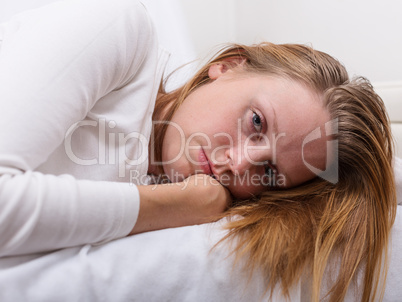 portrait of woman with headache