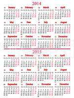 calendar for two nearest years
