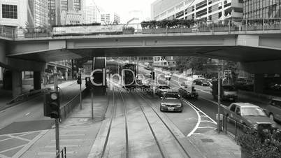 Tram through the streets of Hong Kong