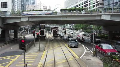 Tram through the streets of hong kong