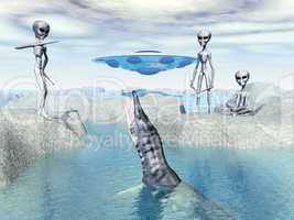 aliens entdecken auf der erde einen liopleurodon