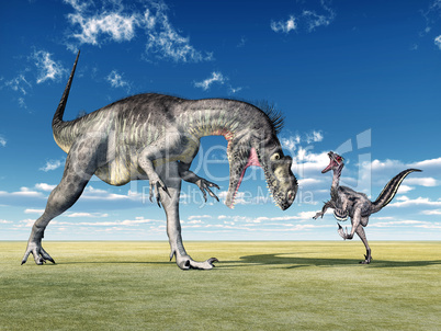 Die Dinosaurier Megalosaurus und Velociraptor