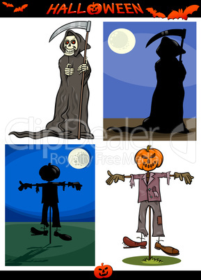 halloween cartoon creepy themes set