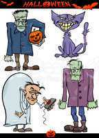 halloween cartoon creepy themes set