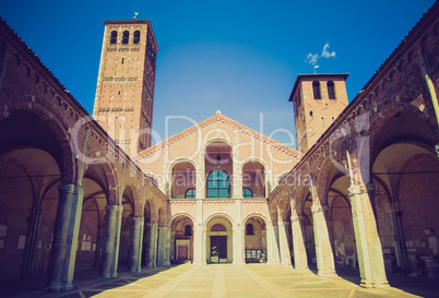 retro look sant ambrogio church, milan