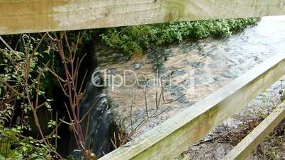spring water flows over road path