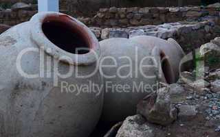 the ancient amphorae, which archaeologists have found.