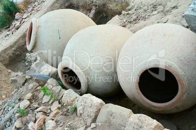 the ancient amphorae, which archaeologists have found.