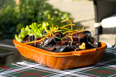 mussels on the plate