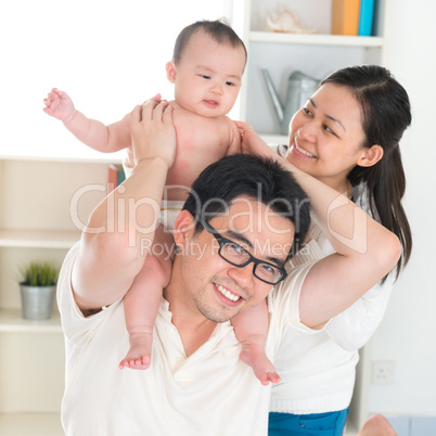 Piggy ride on daddy shoulder