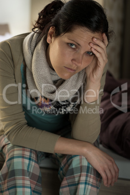 Caucasian woman feeling sick flu illness