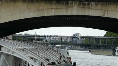 Cruise boat on the beautiful River Seine, with sound.(PARIS BOAT TOURS--5a)