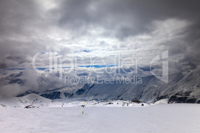 ski slope in bad weather