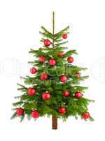 Pfiffiger Weihnachtsbaum mit roten Kugeln