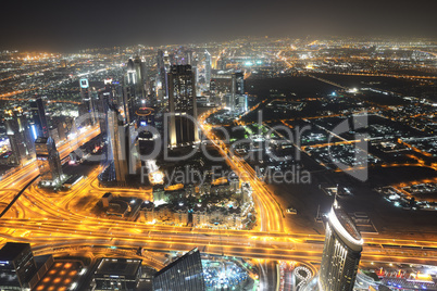 dubai, uae - september 10: night view on dubai city, on septembe