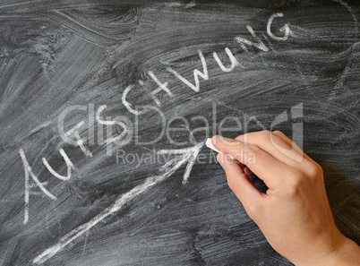 Writing on a blackboard