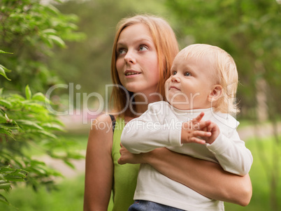 young woman with her baby son