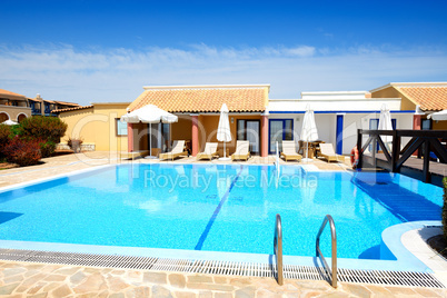 swimming pool near luxury villa, peloponnes, greece