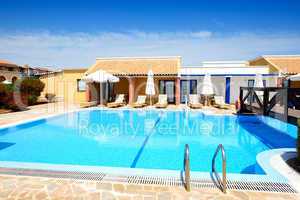 swimming pool near luxury villa, peloponnes, greece