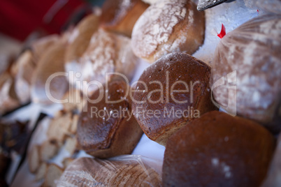 bread in a bakery display
