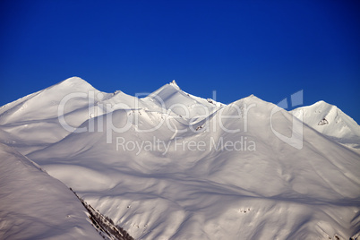 snowy mountains in morning