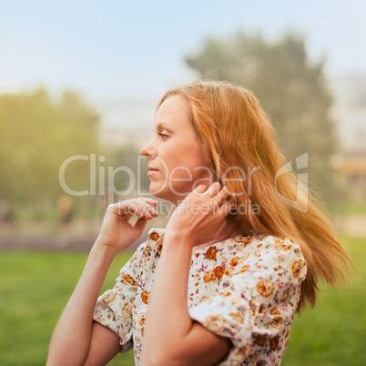 beautiful girl in windy conditions