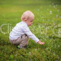 little boy and soap bubbles