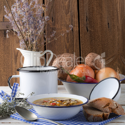 vegetarian parasol mushroom soup