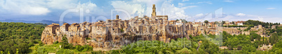 Panorama view of the town Pitigliano, Italy