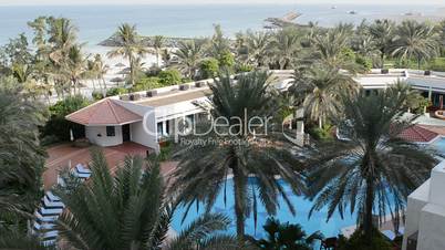 Beach and swimming pool at the luxury hotel, Ajman, UAE
