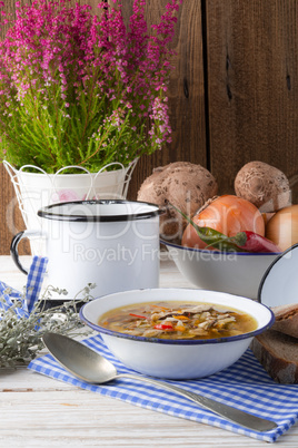 vegetarian parasol mushroom soup