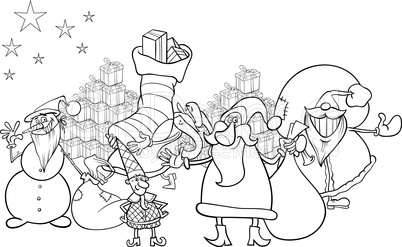 santa claus cartoon coloring page