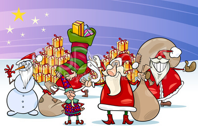 christmas santa claus cartoon group