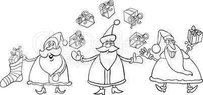 santa claus group coloring page