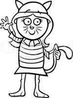 girl in cat costume coloring page
