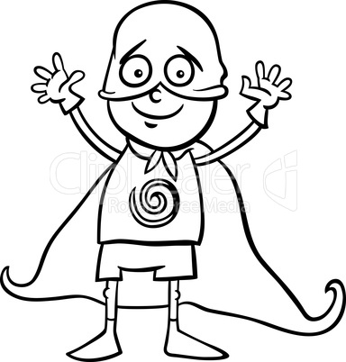 boy in hero costume coloring page