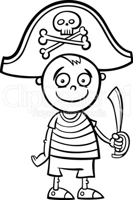 boy in pirate costume coloring page