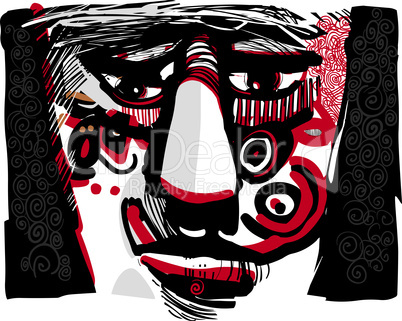tribal face artistic drawing illustration