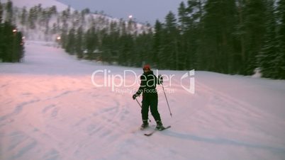 Skier at the end of a slope