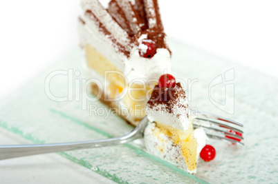 whipped cream and ribes dessert cake slice