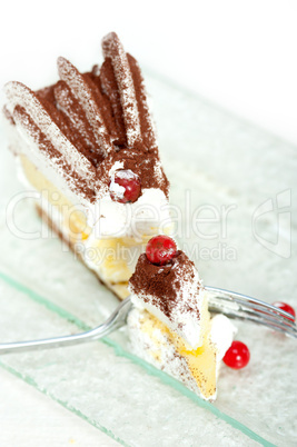 whipped cream and ribes dessert cake slice