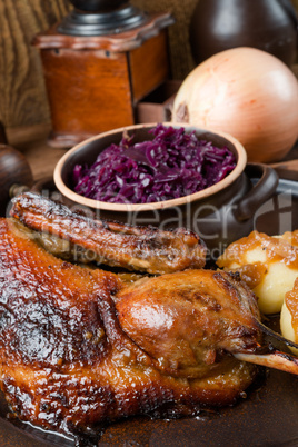 duck with dumplings and pickled plum