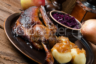 duck with dumplings and pickled plum