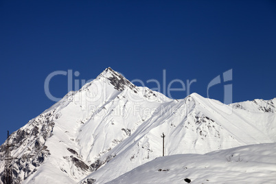 snowy mountains and blue clear sky in nice day