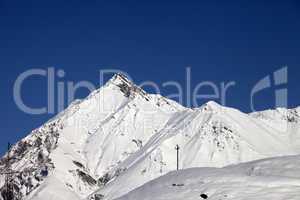snowy mountains and blue clear sky in nice day